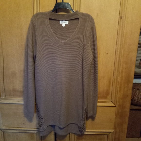 Mocha Brown Knit Extra Long Tunic Length Sweater Size XL (T-328) - Picture 1 of 7